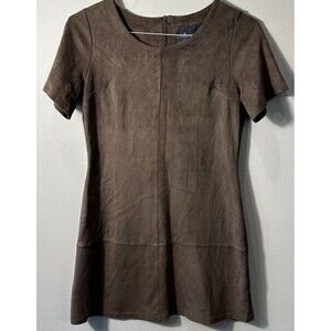 Anthropologie Paper Crane Taupe Colored‎ Faux Suede Dress Size Medium Women's